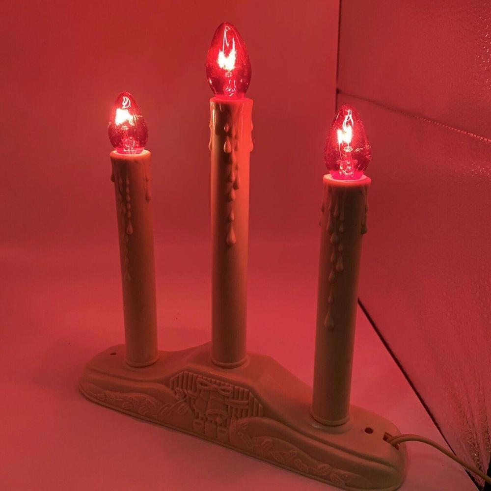 Vintage Christmas 3 Bulbs Single Candles Electric Plastic Drip Candoliers​​​​​